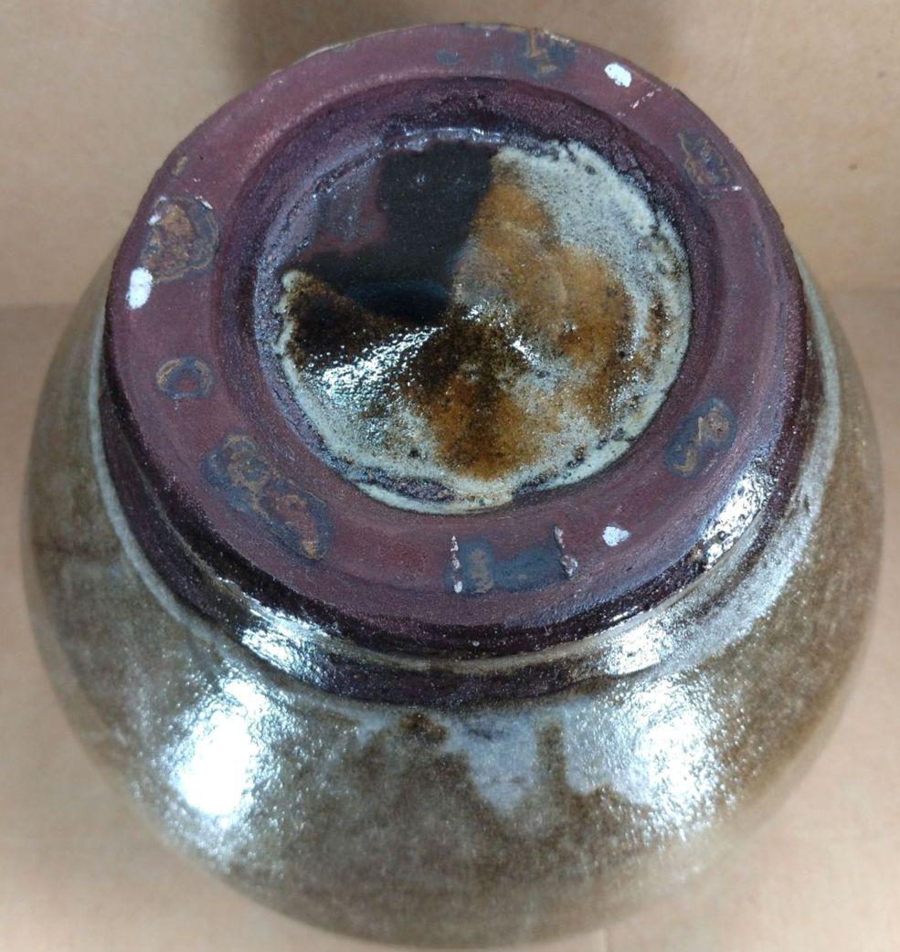 人間国宝 濱田庄司(浜田庄司) 掛分肩紐花瓶【濱田友緒識箱】