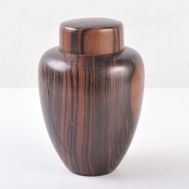 煎茶道具 天然木 黒柿製 無垢彫 綺麗な木目の茶壷 茶心