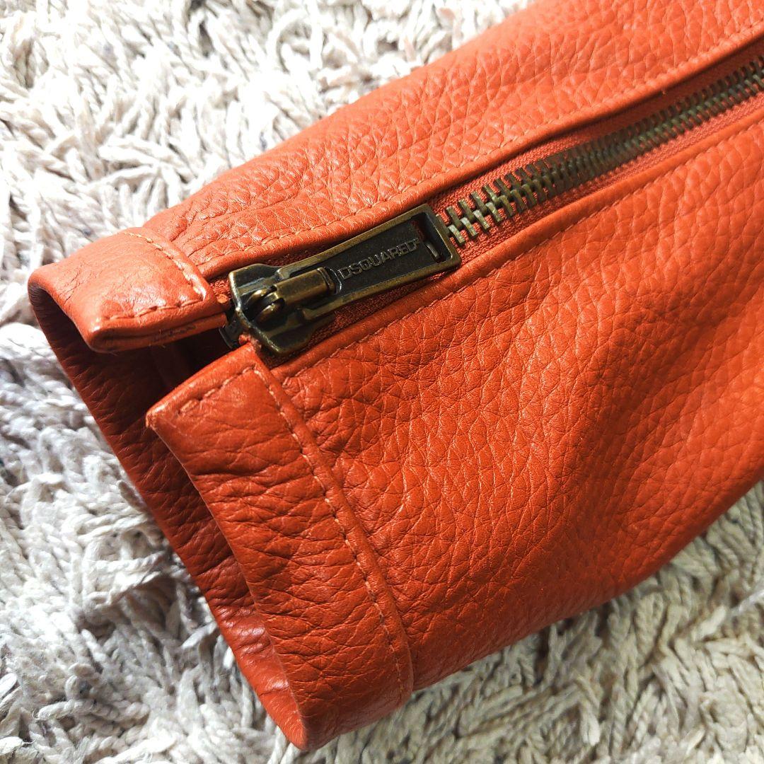 オレンジ】dsquared2レザージャケット本革牛ディースクエアード