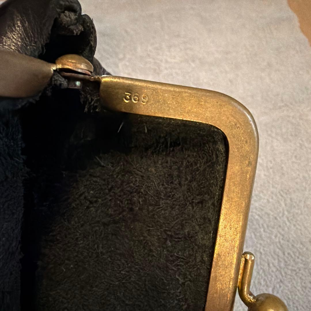 N25 黒のレザーがま口財布 Sサイズ