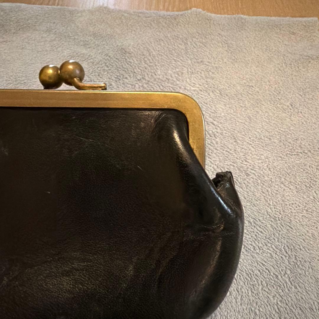 N25 黒のレザーがま口財布 Sサイズ