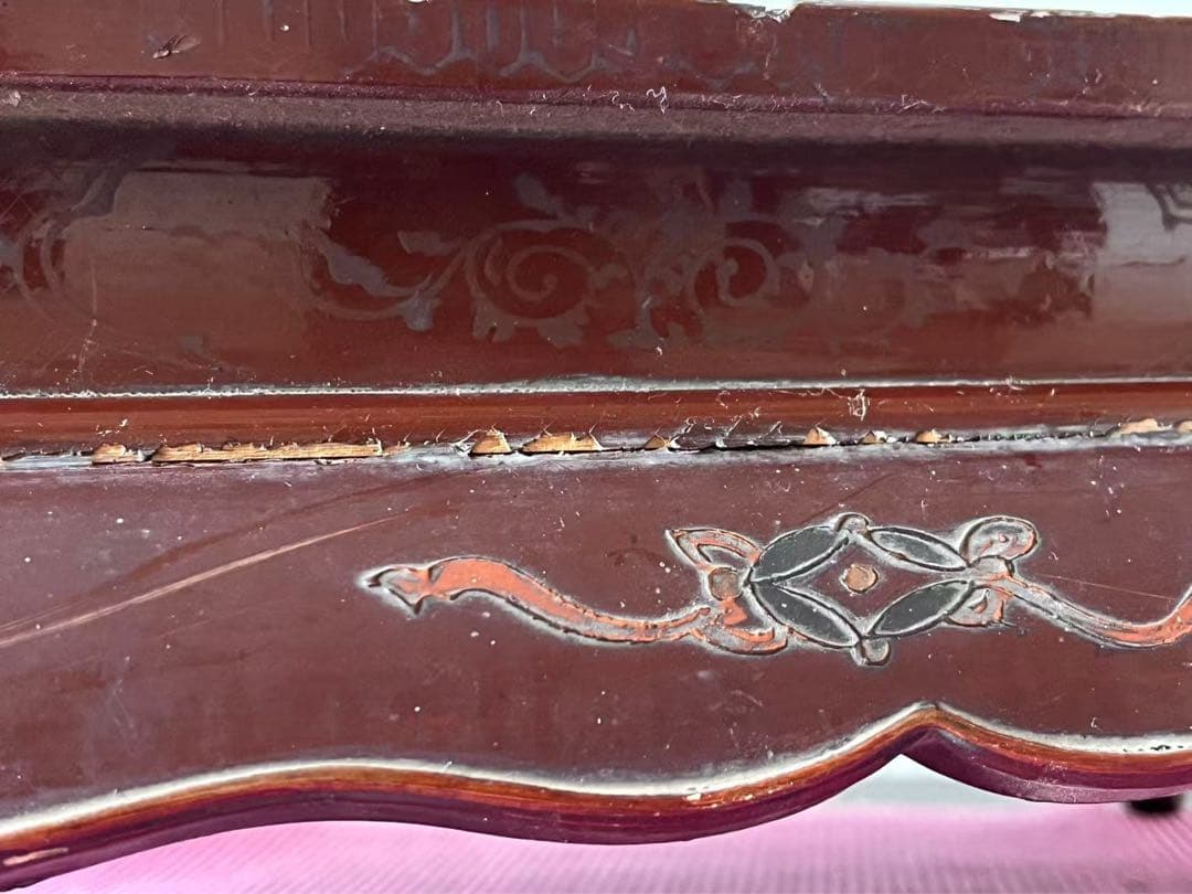 骨董品 18-19世紀の漆器 朱塗 螺鈿 机 中国？韩国？日本？