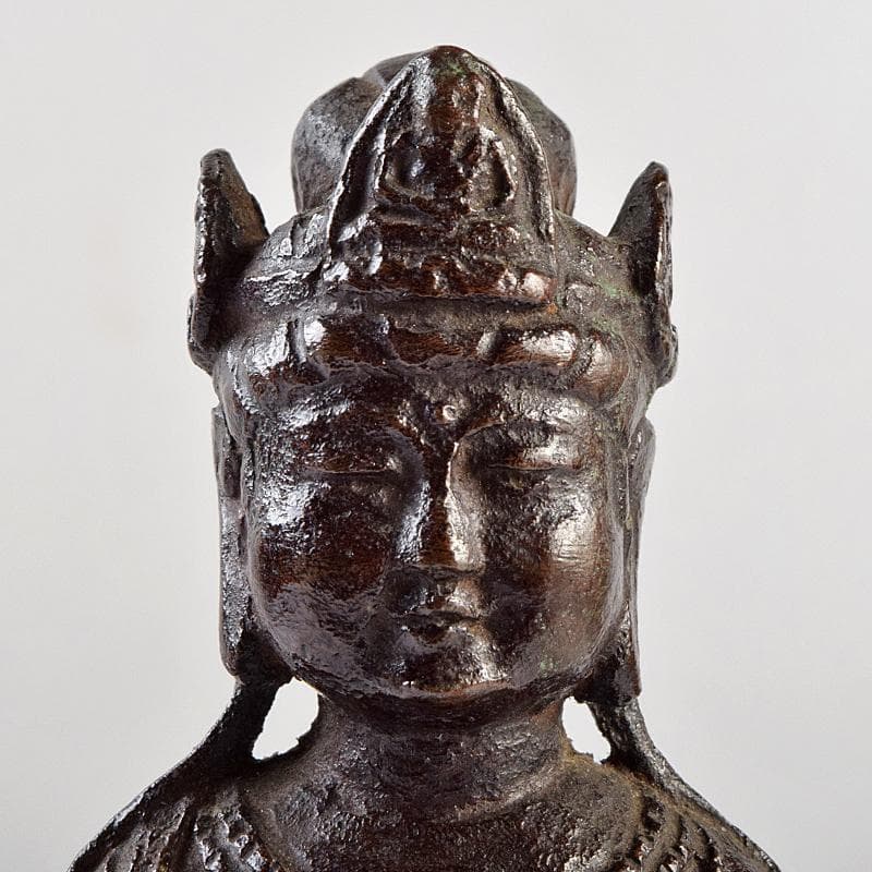 仏教美術 杉浦藤太朗作 ブロンズ 聖観音像 仏像 置物 共箱 D R9514｜