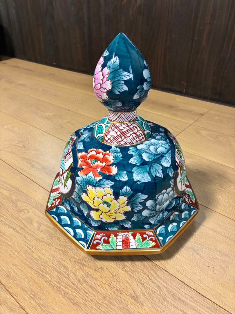 有田焼 特大 染付 牡丹孔雀図 飾壷 光右衛門作 三段壷 置物　約100cm