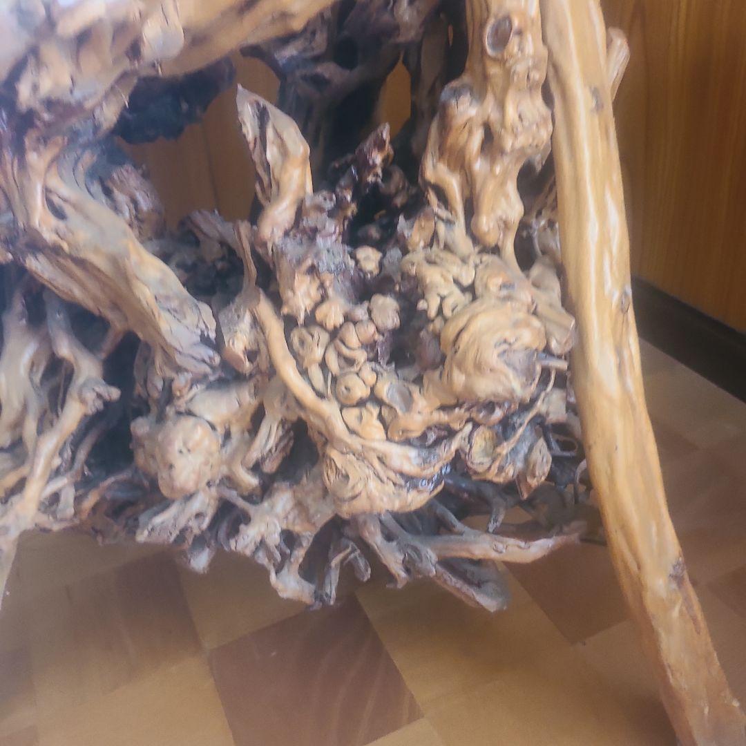 No.112 天然木 無垢材/根卓二段棚 木工芸 飾り台【希少】