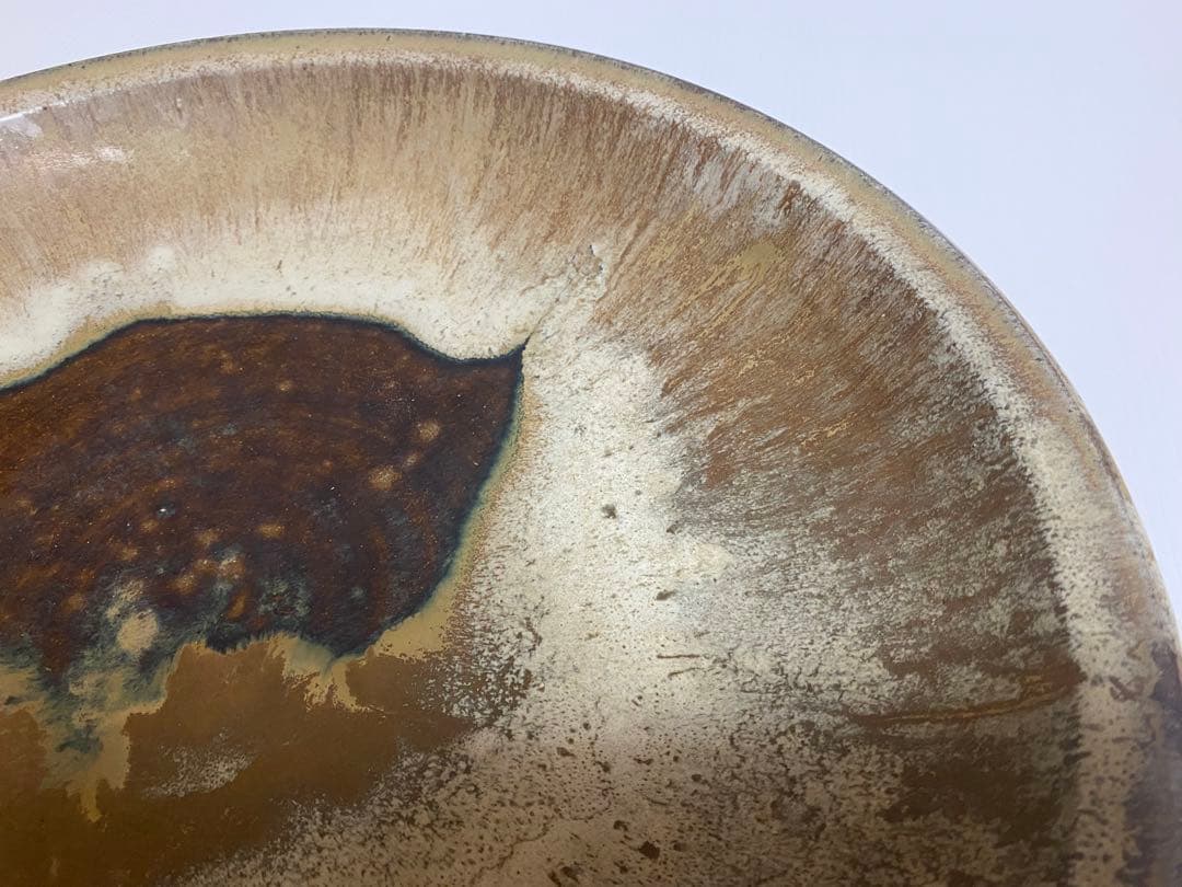 小岱焼 小代焼 岱平 大皿 皿陶芸 美術 約44cm 美術品・アンティーク・