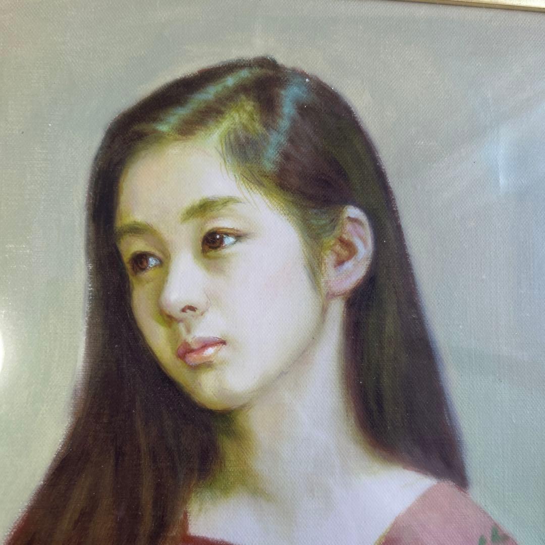 絵画 油彩画 女性 鶴村義美 「二十歳」 女性を描く 画家 (202 無料