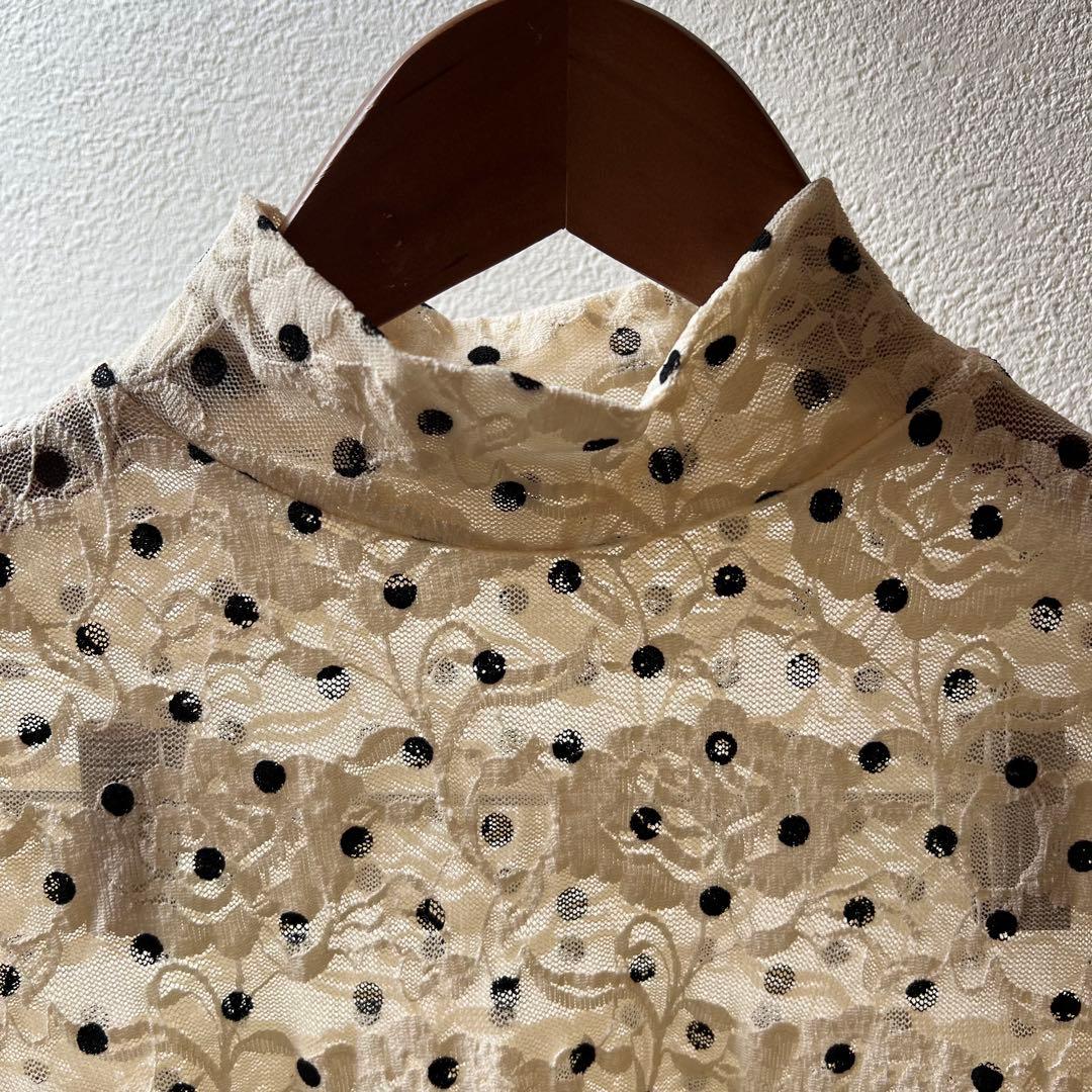 トップス DOT LACE SEE-THROUGH TOP (HIGH NECK)