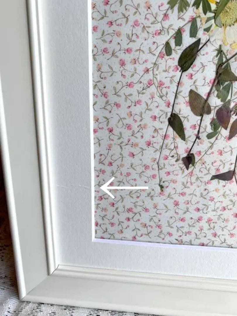 出品再開✨花 SAIKA 押し花アートインテリアホワイト額　ピンクガーベラブーケ