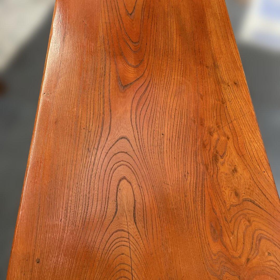 年代物 欅一枚板 文机 ダークブラウン 2引き出し 年代物 欅一