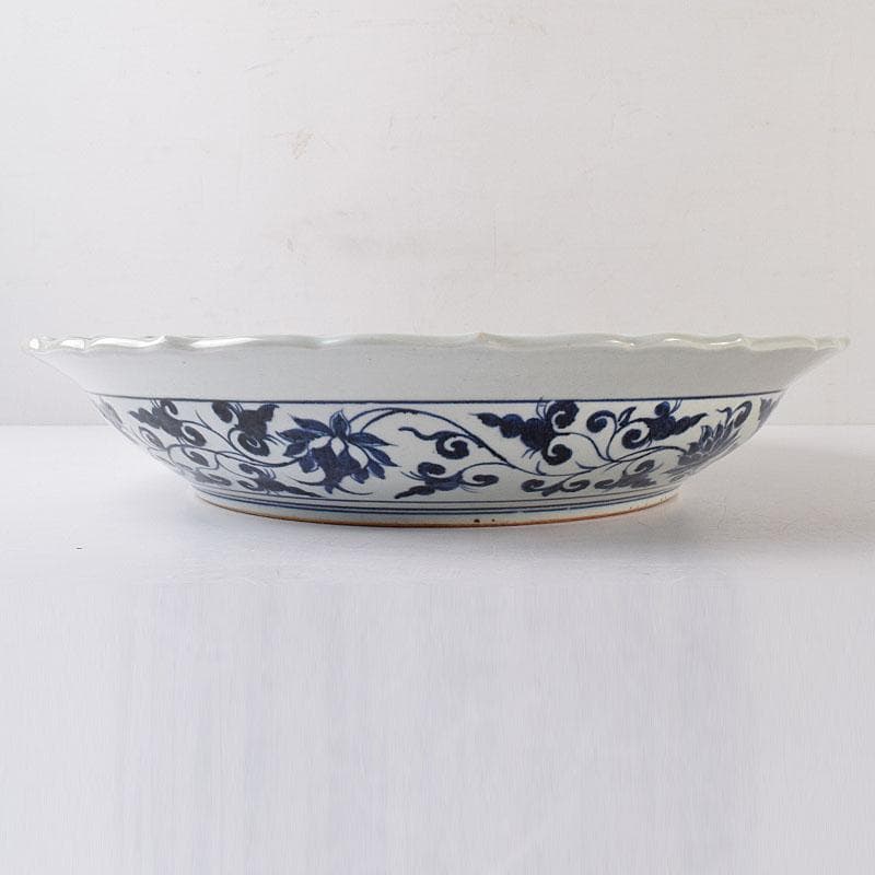 中国 青花 山水麒麟文盤 大皿 輪花皿 直径約41㎝ V 7324C - メルカリ