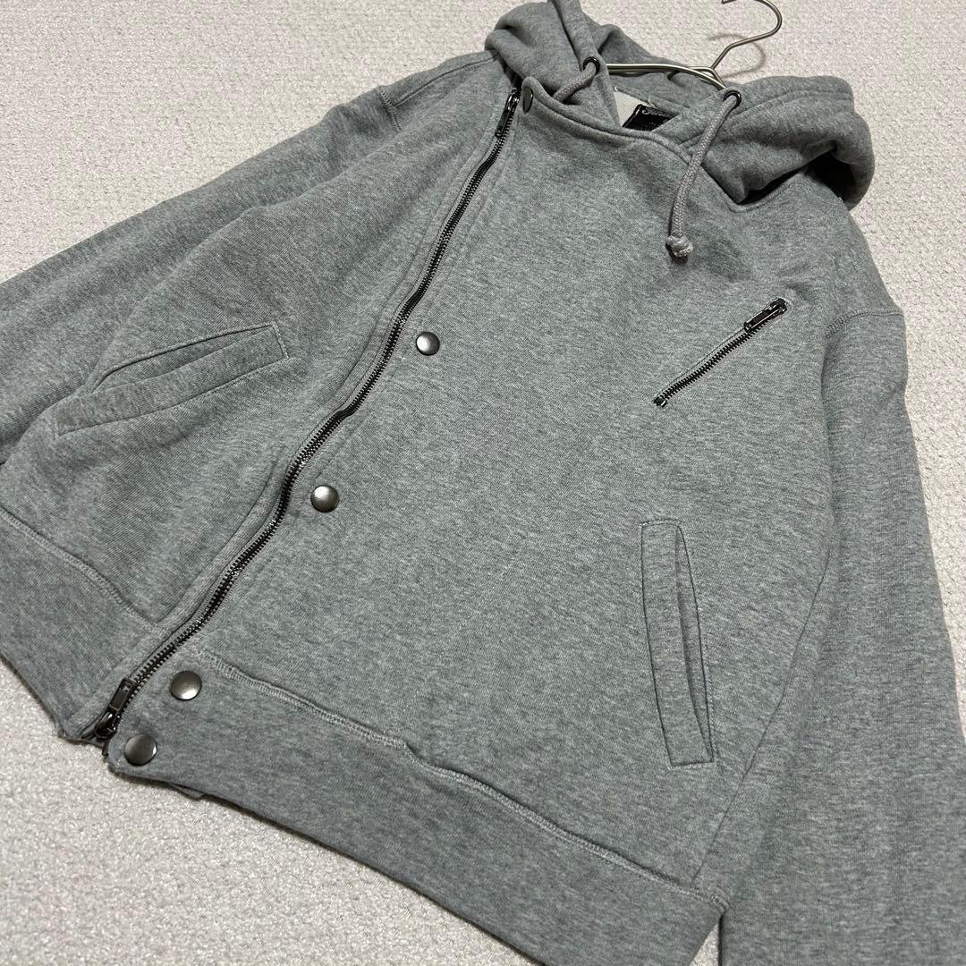 FINAL  スウェット ダブルライダース ジップパーカー グレー XS