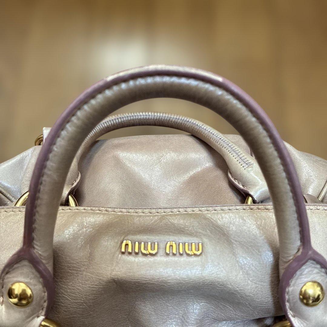 MIU MIU ミュウミュウ　2wayバッグ サイドリボン　くすみピンク