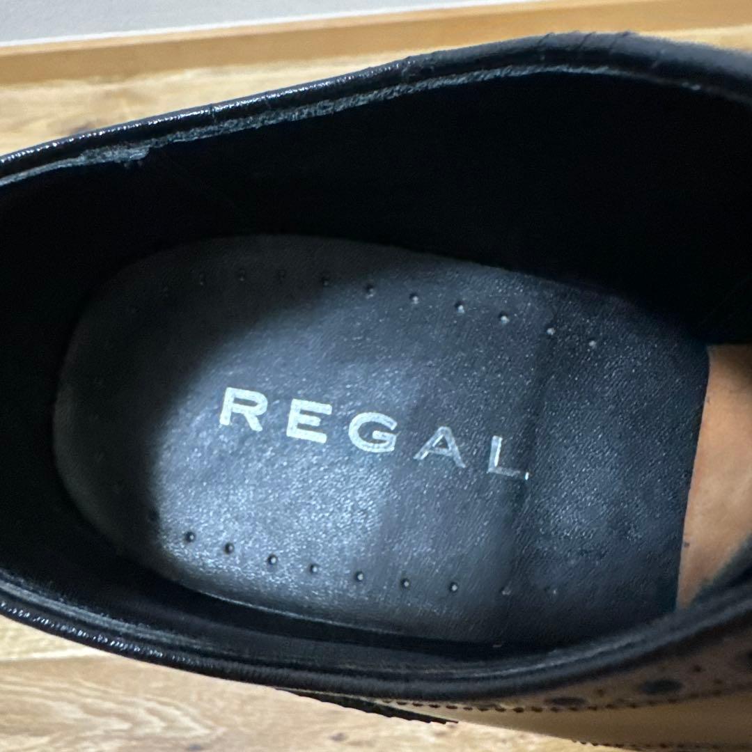 【美品】REGAL リーガル 革靴 パンチド キャップトゥ 黒 ビジネス 25