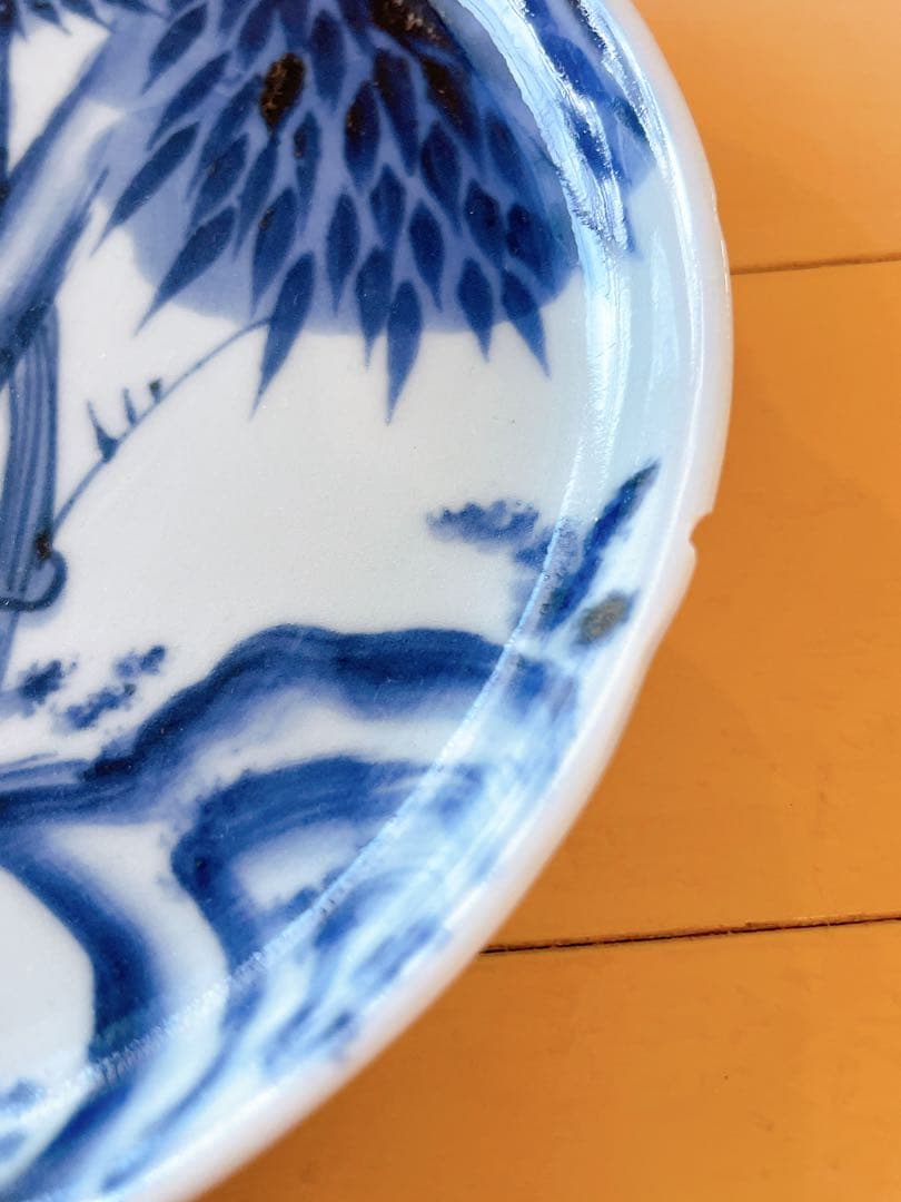 稀少 古伊万里 染付 竹文様 中皿 5客セット 江戸時代後期 手描き