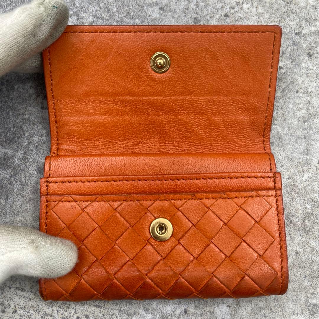 【美品】ボッテガヴェネタ ケース イントレチャート オレンジ レザー