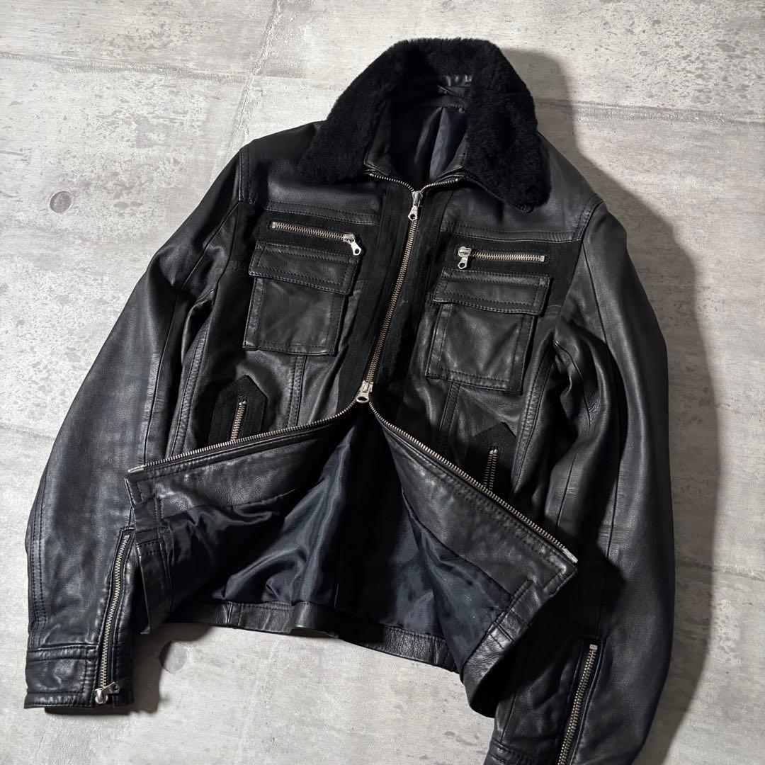2000's mouton leather jacket y2k opium - メルカリ