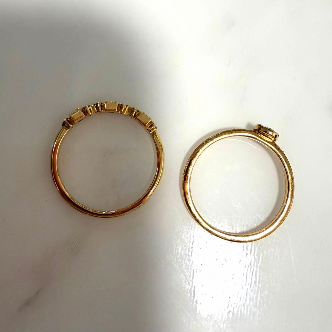 ❤️ちーちゃんママ❤️アガット ダイヤモンド リング指輪 2点 7号 K10