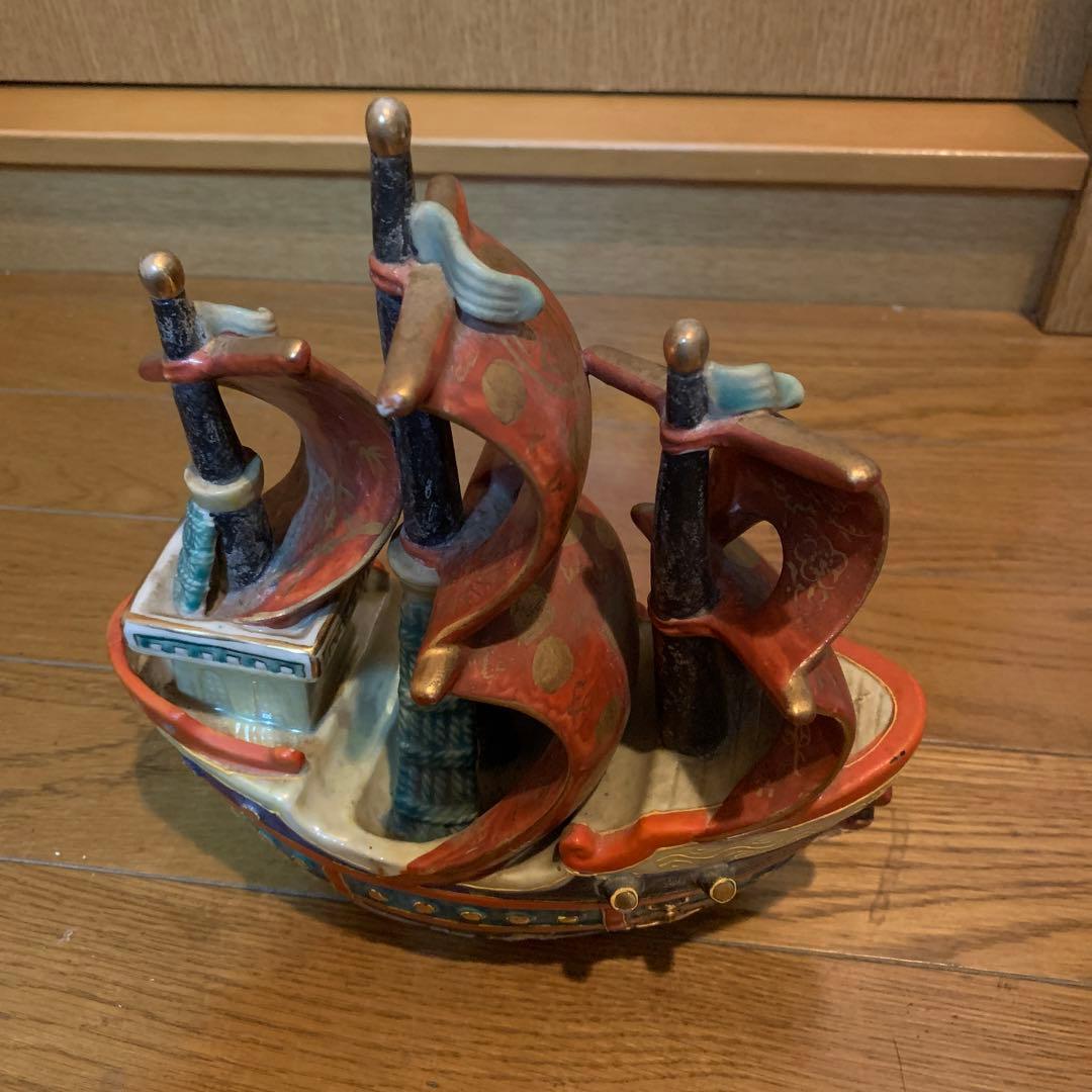九谷焼 宝船 昭和骨董品 金彩極彩色陶器 縁起物 置物 - jon-w.jp