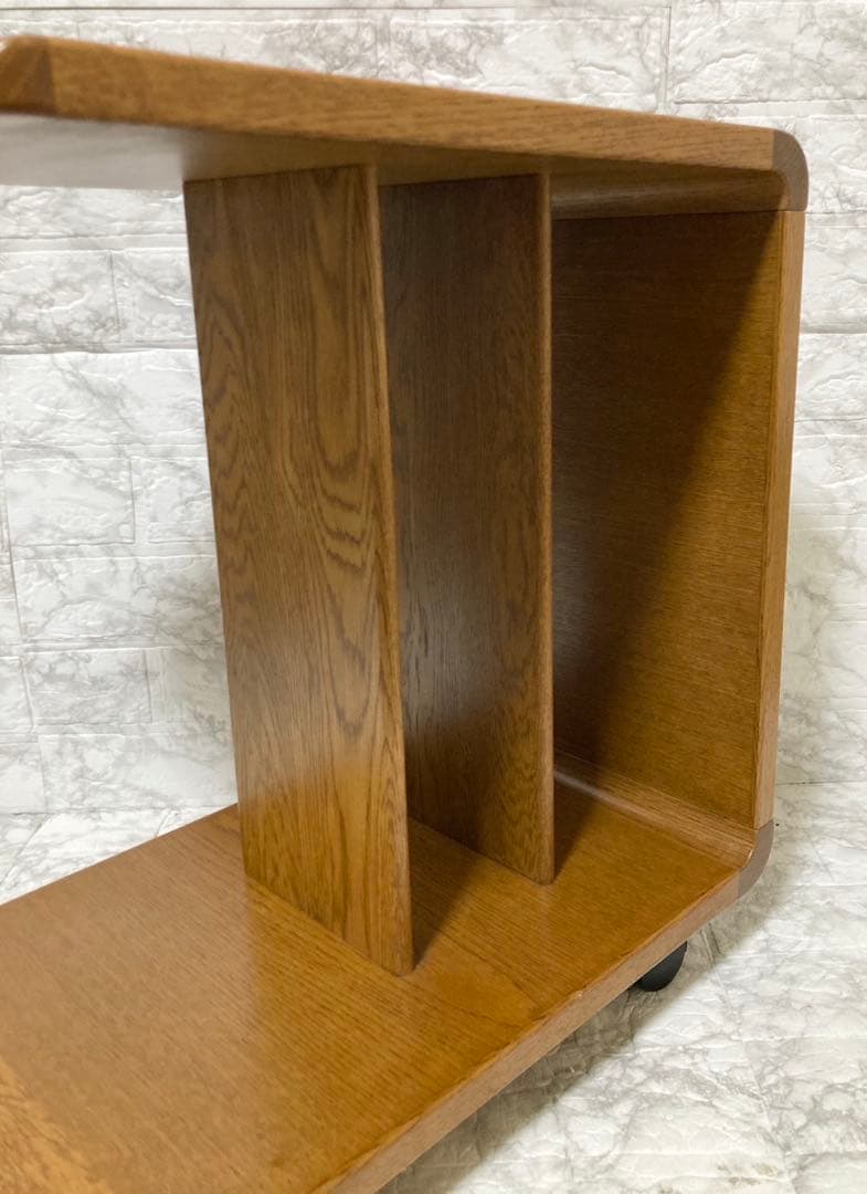 美品】浜本工芸 サイドテーブル 飾り棚 ローテーブル 天然無垢 オーク材