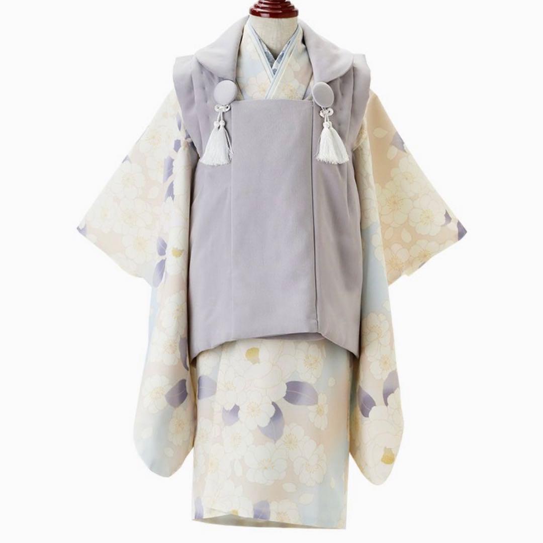 キャサリンコテージ　被布　100センチ　八重桜ベージュ×グレー　足袋・雪駄セット