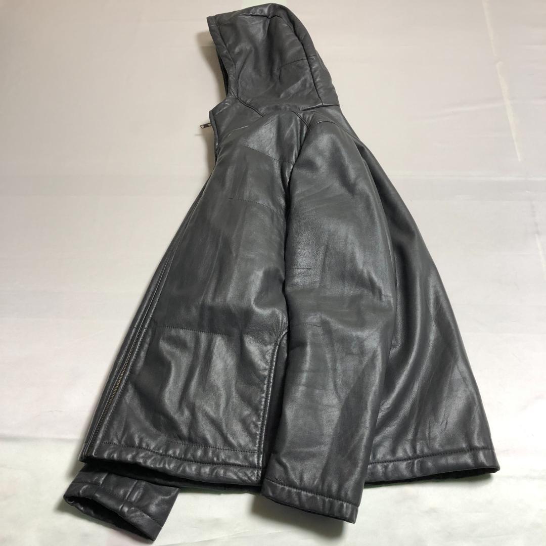 XL 美品 中綿 ウィンドアーマー レザーパーカー シングル レザー