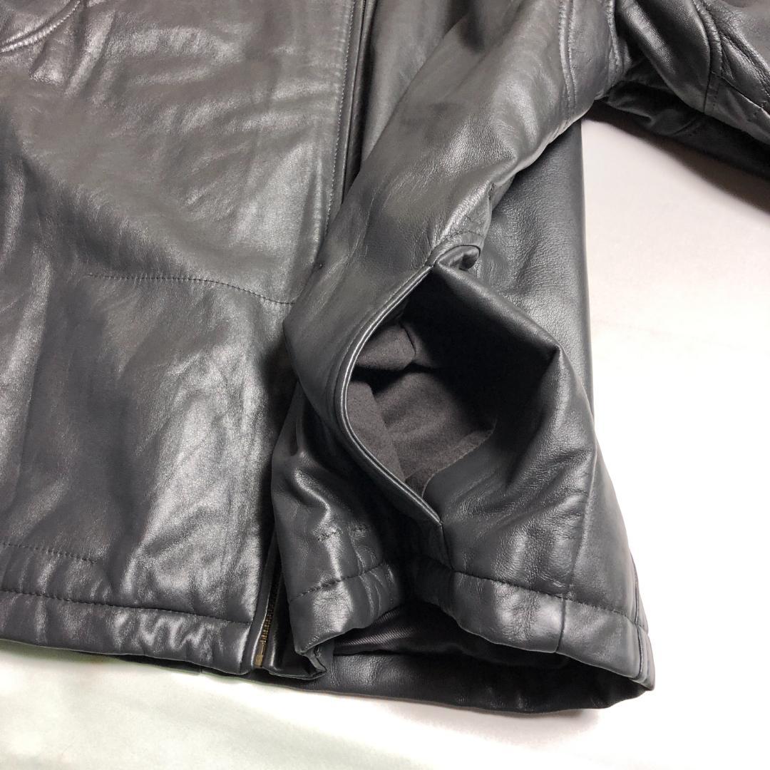 XL 美品 中綿 ウィンドアーマー レザーパーカー シングル レザー