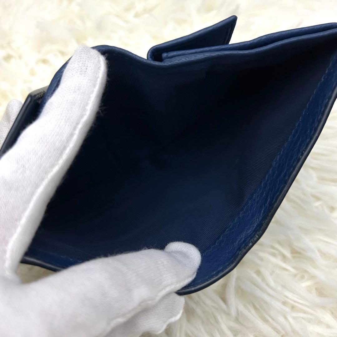【美品】ICチップ内蔵 MIU MIU ミュウミュウ 三つ折り財布 ブルー系