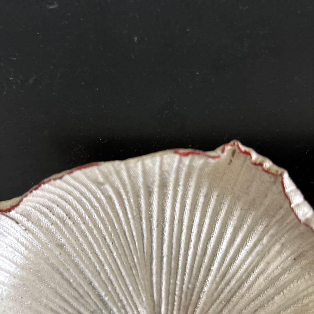 林みちよ 紅縁銀彩皿（No.3） 菓子皿 オブジェ アート 茶道