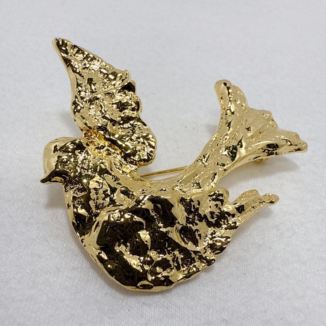 YSL イヴサンローラン ゴールドカラー バード 鳥 ブローチ