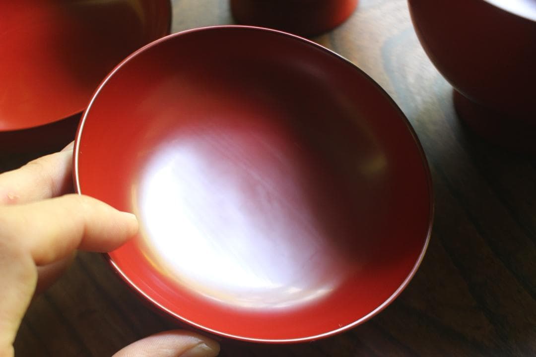 デッドストック！どっしりサイズに極上朱漆の美しい大椀2点（検輪島塗合鹿椀雑煮椀