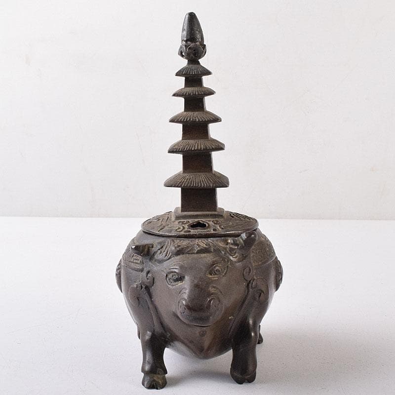 中国 古銅 唐銅 神獣五重塔 香炉 M R8731 - メルカリ