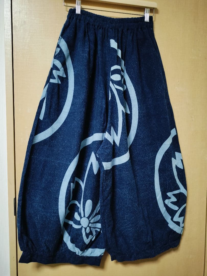 エスニック　バールンパンツ　天然コットン　藍染　新品　タイ製B80