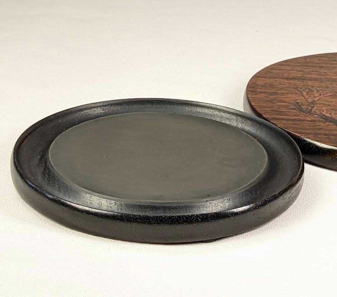 未使用 漆硯（しっけん） 蓋は古紫檀に拭き漆技法 盛