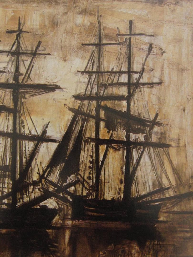 ベルナール・ビュッフェ「Terre-neuvas」希少画集の額装画、人気作品