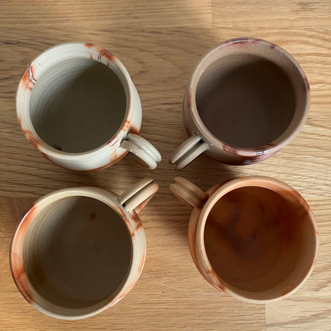 備前焼 カップ&ソーサー 4組 火襷