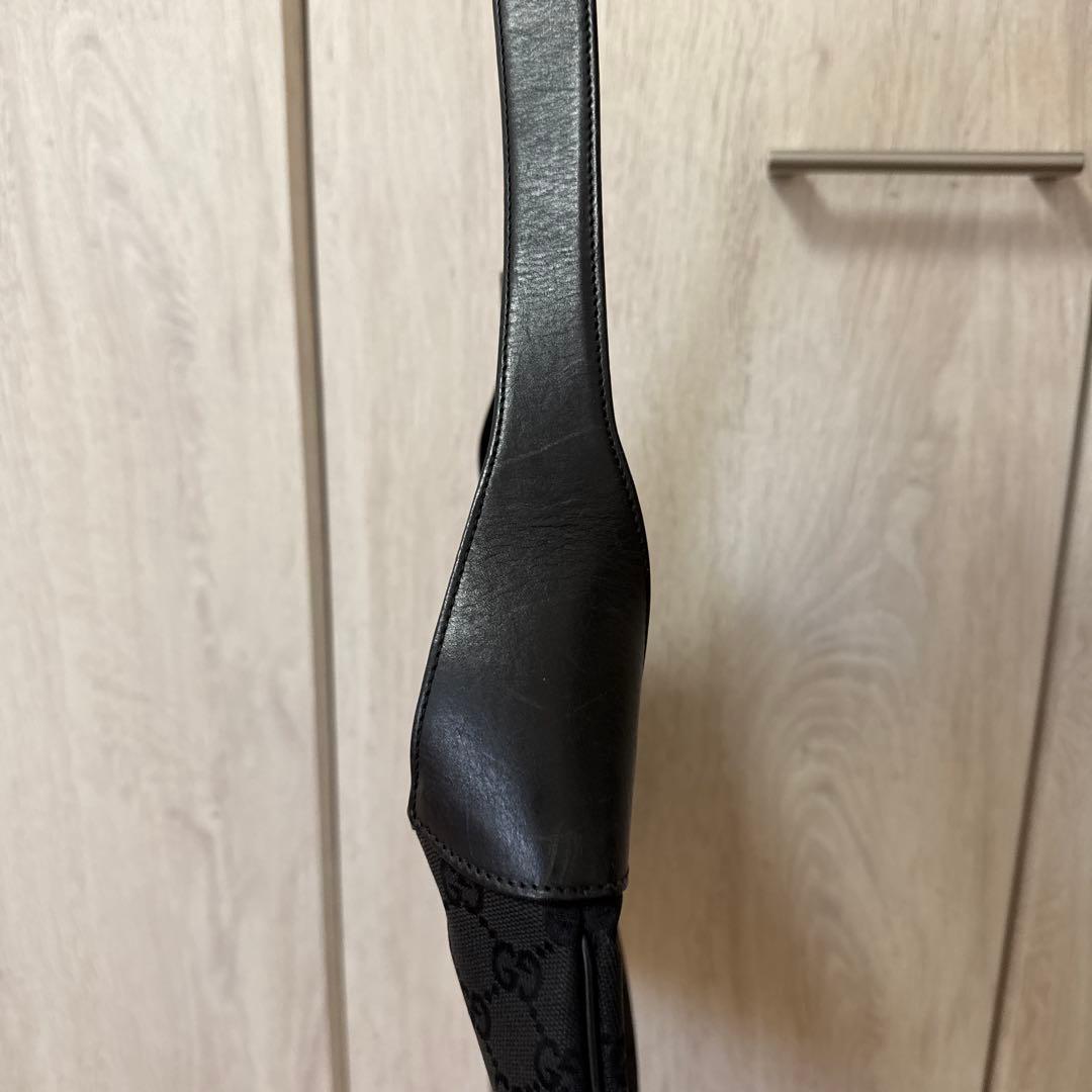 GUCCI ワンショルダーバッグ　ジャッキー　GG柄　キャンバス　黒　レザー
