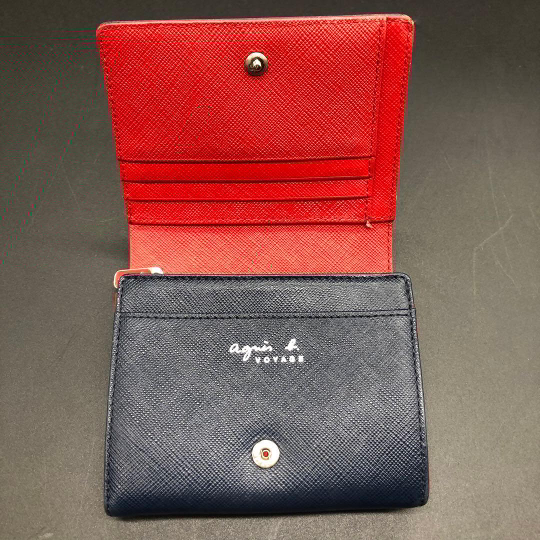 agnes b. アニエスベー 二つ折り財布 ネイビー レッド - メルカリ