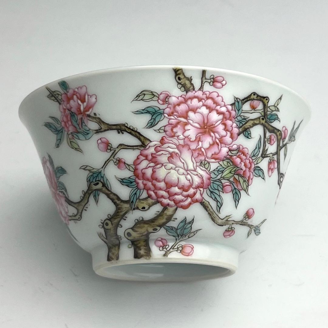 粉彩花樹紋杯 雍正御製 款 清時代 擺件 中国古玩 中国美術  A826
