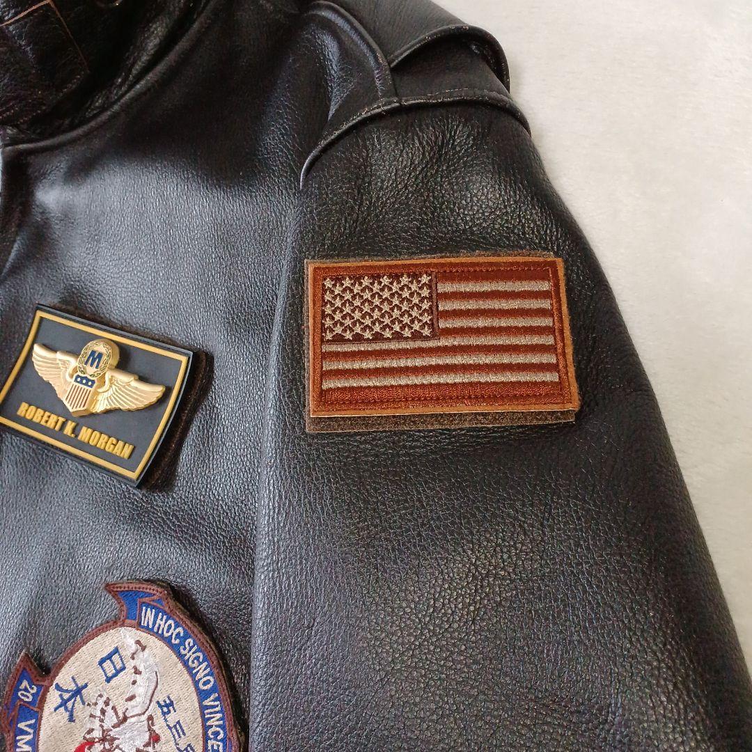 美品 MORGAN G-1NAVYエンボスジャケット 焦茶 L