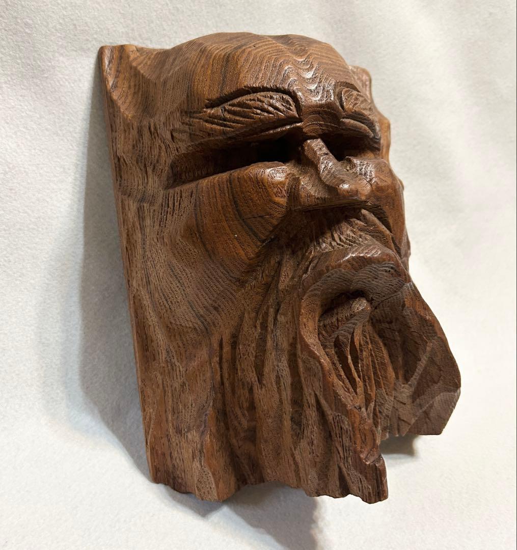 アイヌ彫刻 路清作 木彫 民族 男性 置物 木彫り 北海道 インテリア