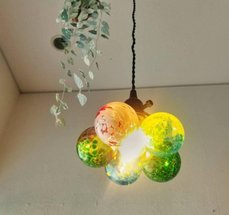 昭和レトロなガラスペンダントライトカラフルボールバブルアンティーク