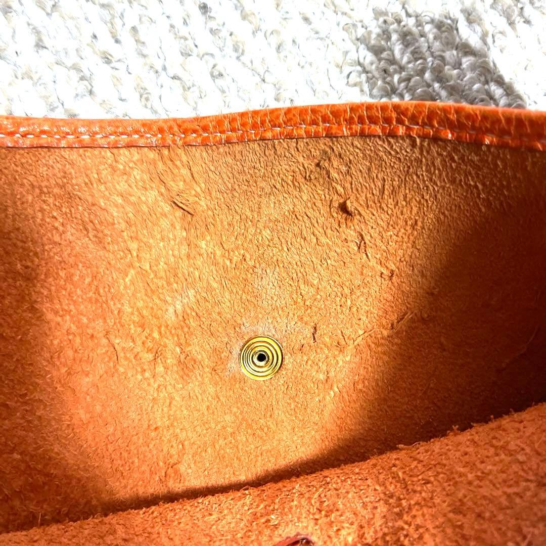 ハイクラス　オレンジレザー Hロゴ ショルダーバッグ