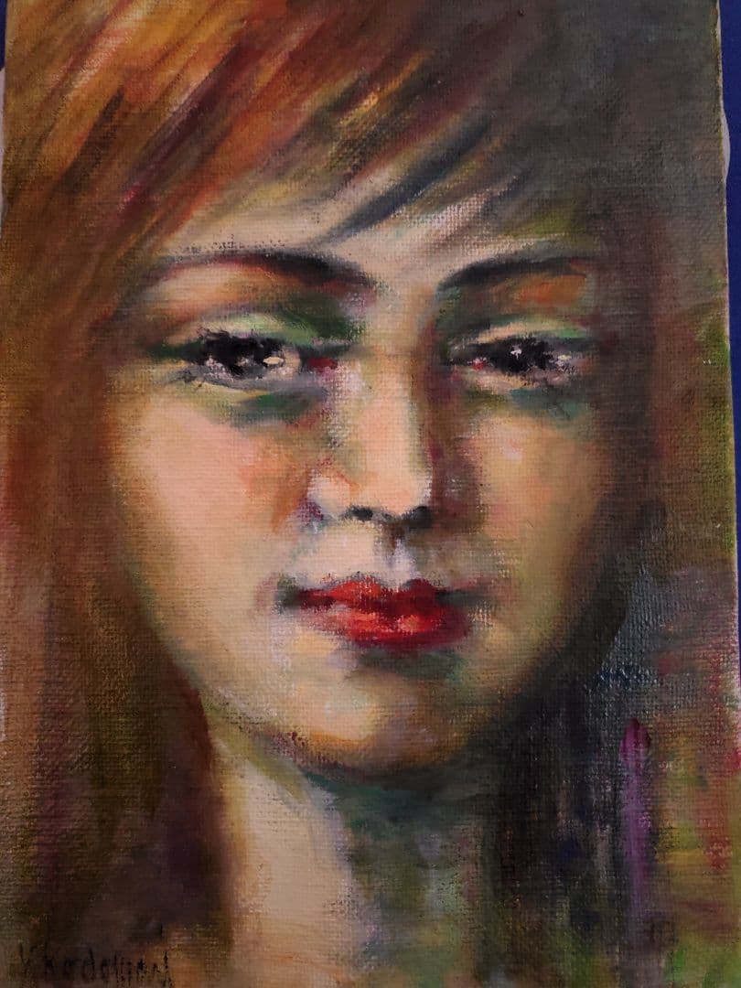 油彩画 人物 SMサイズ 小泊 芳彦作 - メルカリ 小泊芳彦作 バラの油彩画