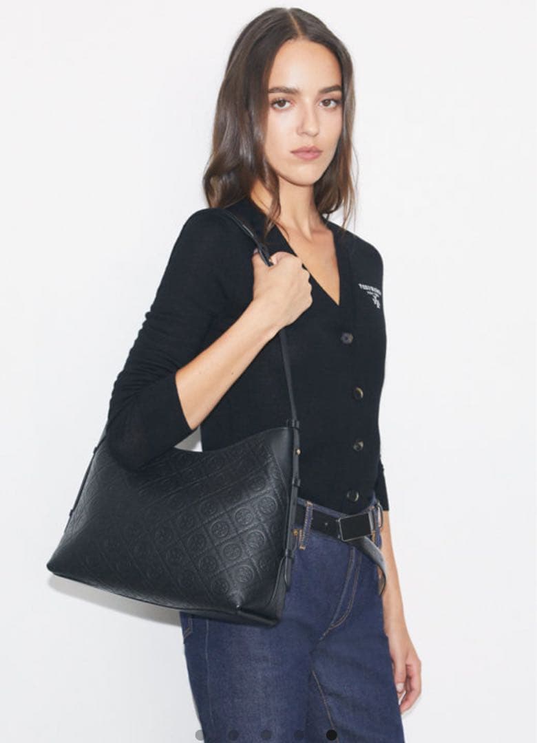 【新品】トリーバーチ　Tモノグラム ペブルド メッセンジャーバッグ