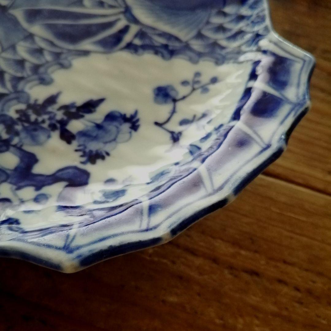 明治時代 梶原菊三郎 海老 梅 染付 魚形皿 - メルカリ