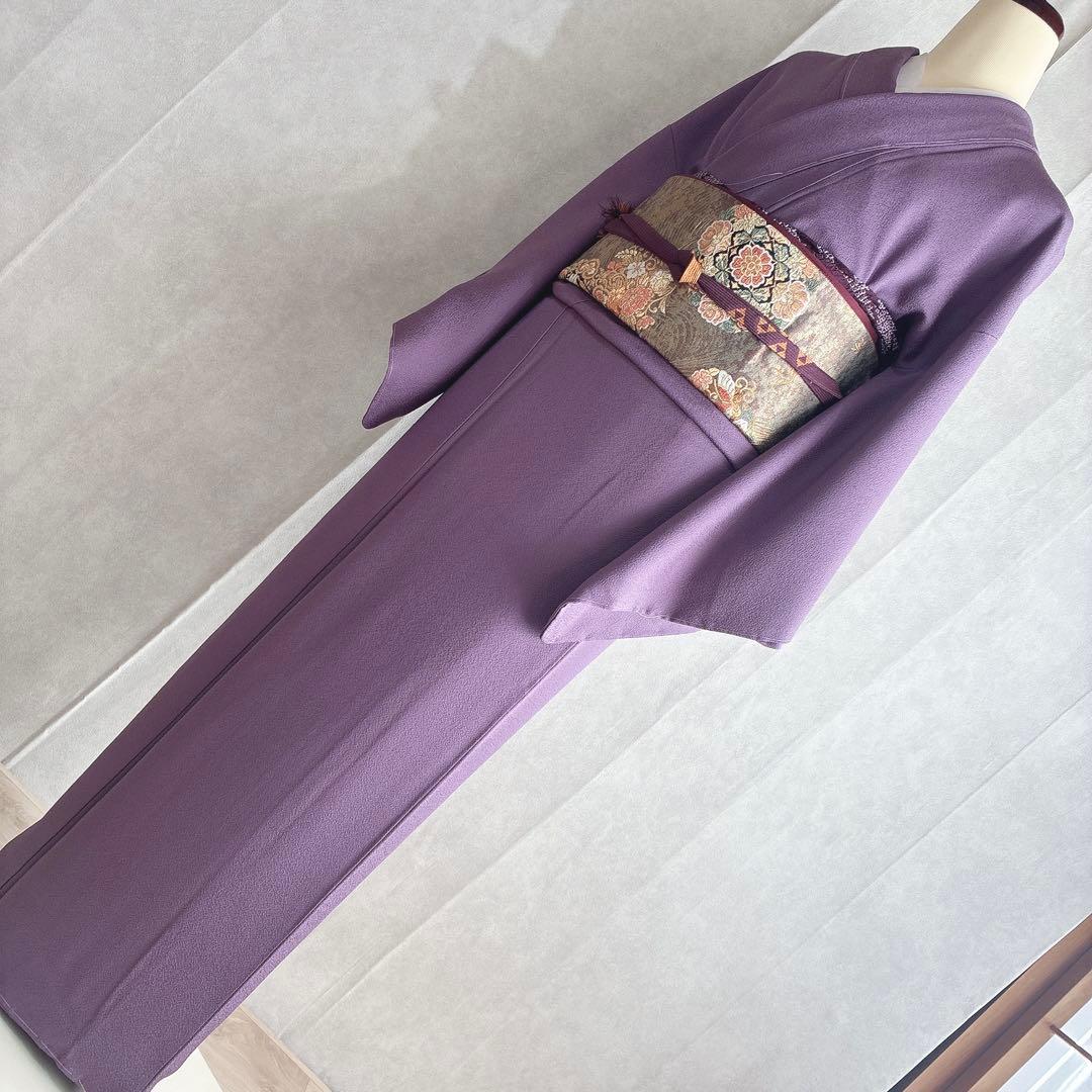 色無地 フルセット 着物 正絹 トールサイズ しつけ糸付き 紫 卒業式 J3