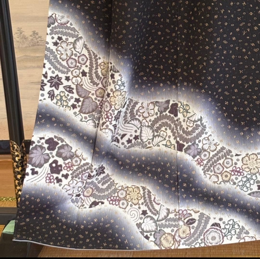 C- 408△tall size 正絹 黒地 辻ヶ花付け下げ訪問着 丈168cm