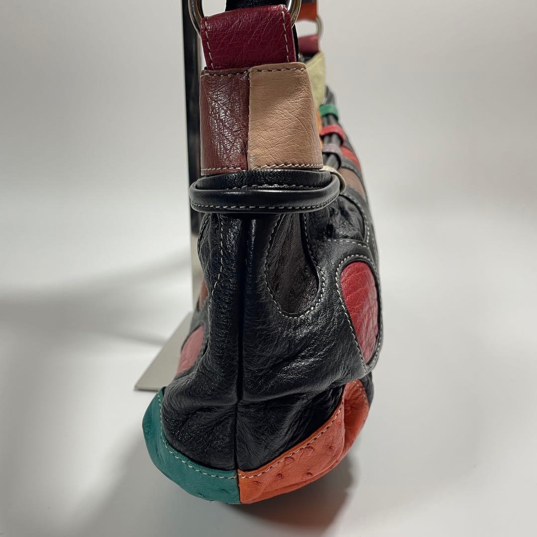 オーストリッチ 本革 ハンドバッグ ショルダーバッグ 肩掛け