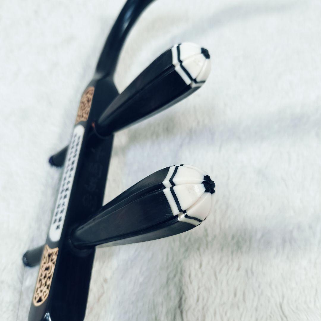 【良品】二胡　黒檀精品　蛇革　ケース付き　弓付き　説明書あり